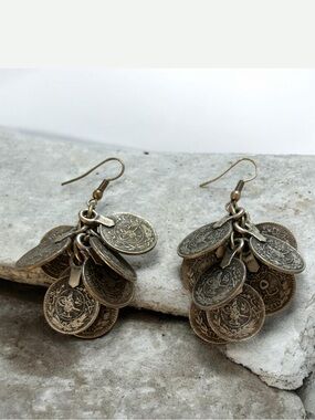 Vtg Arabic Ottoman 5 Para Coin Cluster
Earrings Turkish Tribal Unauthenticated